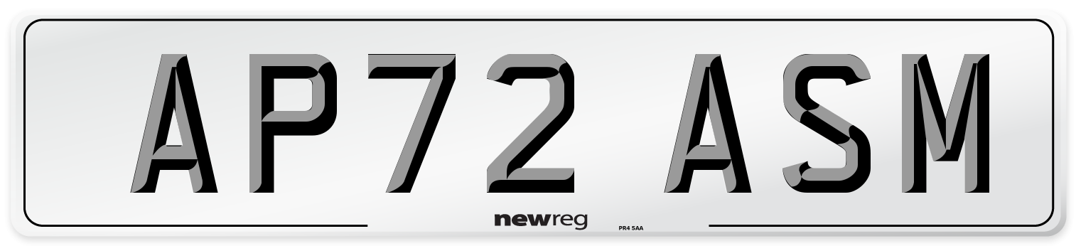 AP72 ASM Number Plate from New Reg